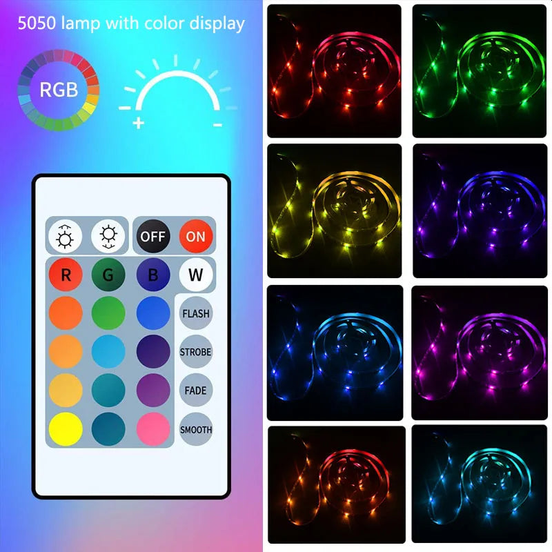 LED Strip Lights 3AA Battery 5V 5050SMD Flexible RGB RibbonLed Light For Room Vanity,Computer,Wine Cabinet,Wardrobe