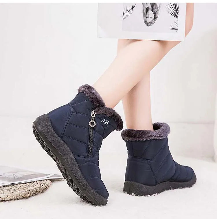 Snow Women Boots Comfortable Women's Boots Waterproof Women Shoes Zipper Shoes Woman Soft Fur Women's Winter Boots Botas Mujer