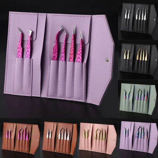 6PCS False Eyelash Tweezers Set For Fake Fan Lashes Extensions Planting Eyebrow Clip Eyelashes Tongs Makeup Nail Tools Kit