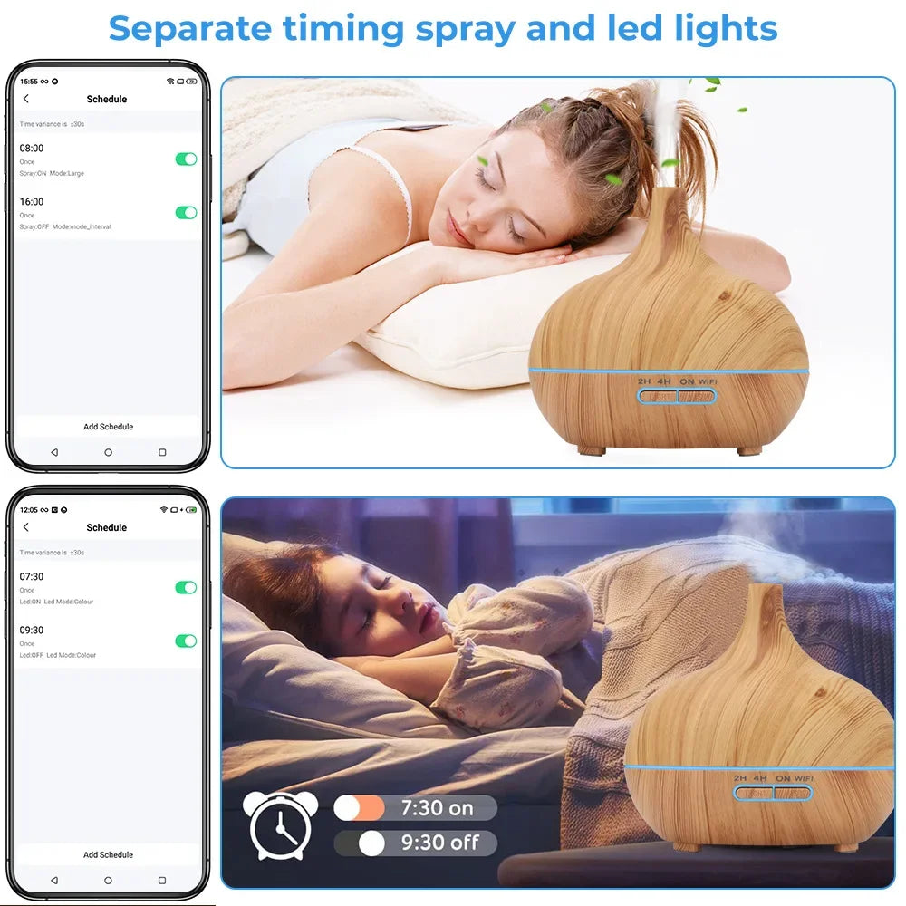 Tuya Smart Humidifier Essential Oils with Colorgul LED Light WiFi Aroma Diffuser Timer Wireless Control Work with Alexa Google