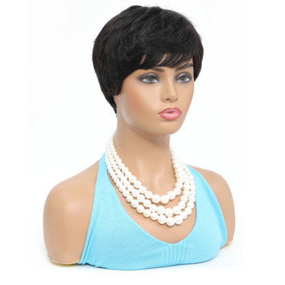 Pixie Cut Wigs For Women Human Hair Short Bob Wig With Bangs Layered Pixie Cut Wig 9A Brazilian Human Hair Full Machine Made Wig