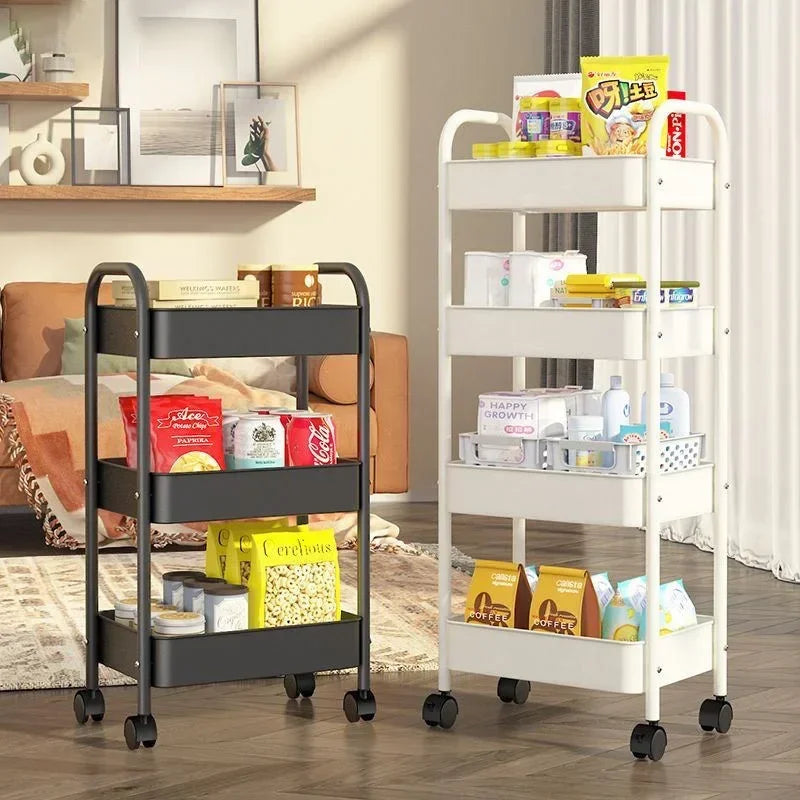 Hot Household Multi-layer Small Cart Storage Rack Floor To Floor Kitchen Bedroom Bathroom Storage Rack Storage Rack With Wheels