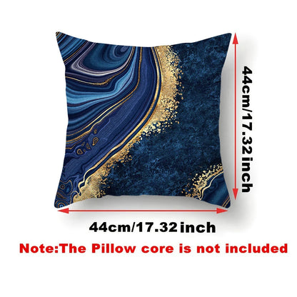 Modern Simple Blue Geometric Marble Pillow Cover, Home Sofa Decorative Pillowcase,Bedroom Cushion Cover Decorations, 45x45cm