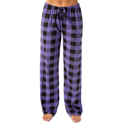 Women Christmas Pajama pants Autumn Winter Plaid Printed Pants Fashion Casual Wide Leg Pants Clothing Streetwear