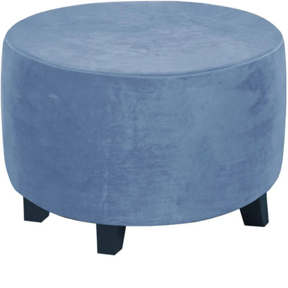 Real Velvet Plush Fabric Round Ottoman Slipcover Footstool Protector Covers Storage Stool Ottoman Covers