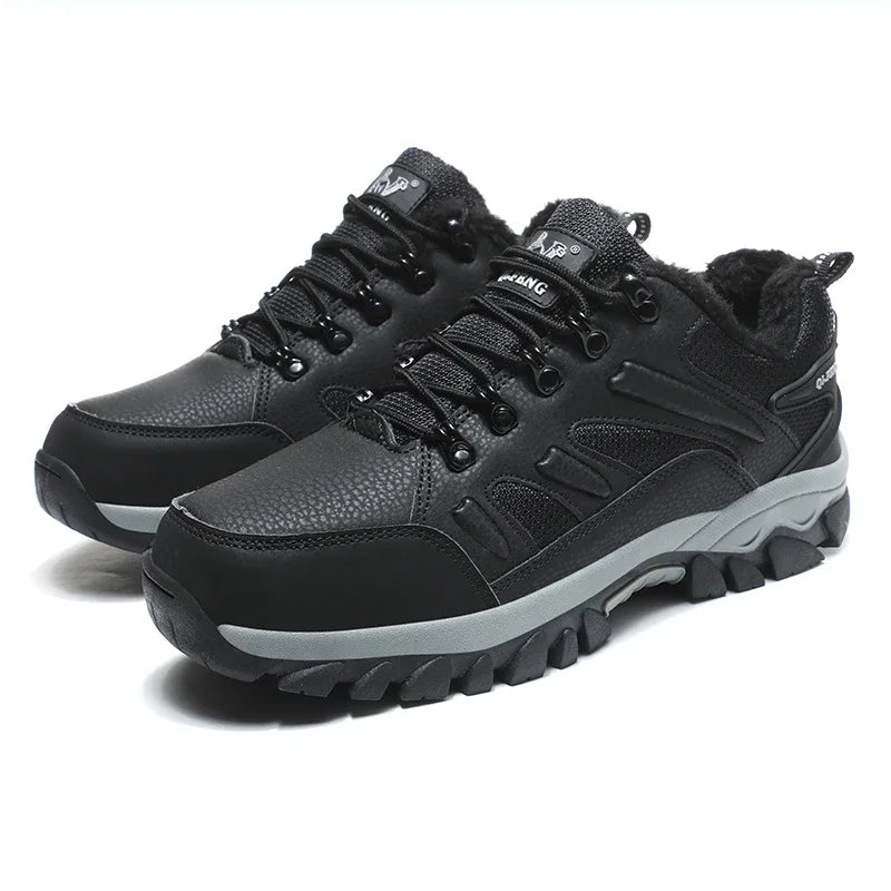 Men Classic Casual Leather Shoes Outdoor Winter Warm Fur Non-slip Sneaker Women Autumn Gym Cowboys Shoes Boys Breathable