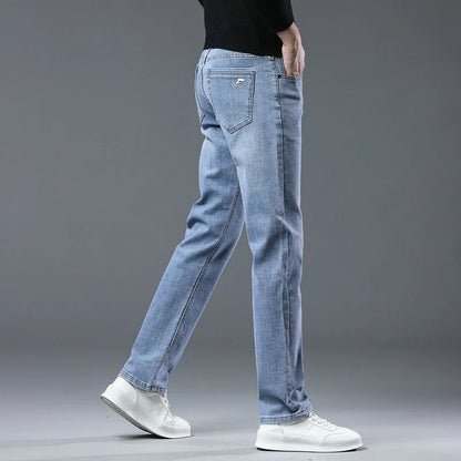 2024  Men's Workwear Jeans Classic Stretch Fabrics Loose Straight-leg Trousers Casual All-match Denim Pants Male