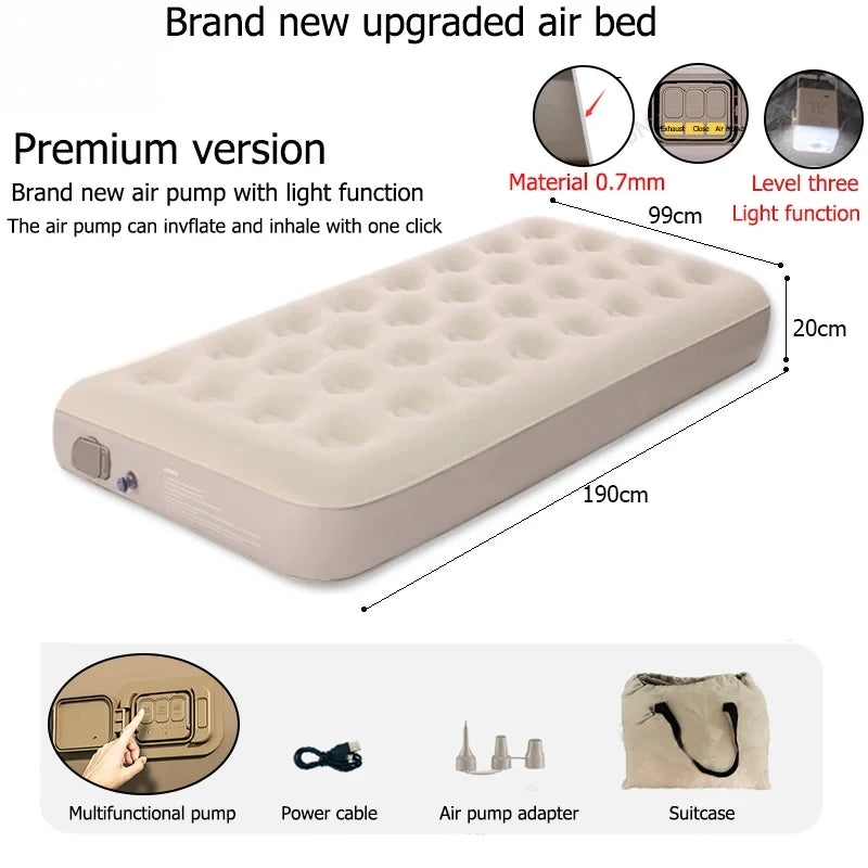 Interior Air Mattress  Mats PVC Inflatable Sleeping Mattress Luxury 2 Person Camping Bed Mat Built-in Pump Thicken Mat