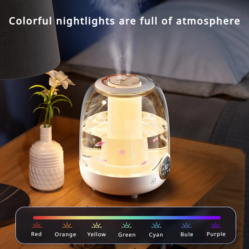 Double Spray 3L High Capacity Humidifier Colorful Lighting Household Office Desktop High Fog Air Humidifier Air Purifier