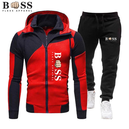 Men's Tracksuit Casual Jogging Suit Outdoor Set Zipper Hoodies + Black Sweatpant 2pcs Spring Fashion New Streetwear S-3XL