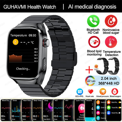 2024 New Medical Grade Uric Acid Blood Fat Smartwatch ECG Blood Glucose Heart Rate Blood Pressure Health Monitoring Smart Watch