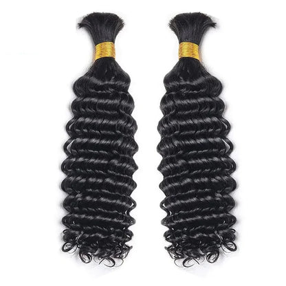 Bulk Braiding Hair 100% Human hair Deep Wave Unprocessed No Weft Boho Braids Human Hair Bulk Extensions Brazilian Remy Hair