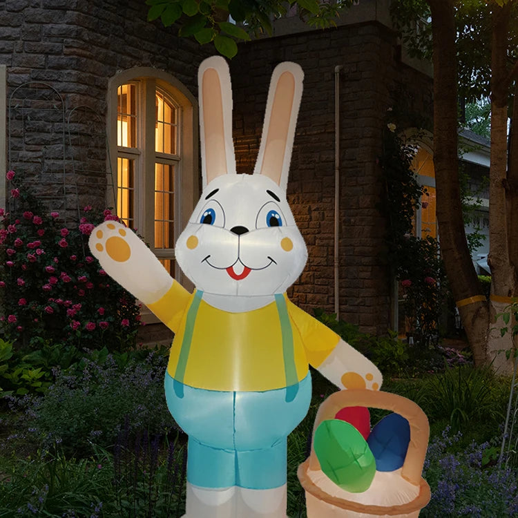 2024 Happy Easter Celebration Decoration LED Light Giant Easter Egg Bunny Rabbit Inflatable Toy for Outdoor Home Garden Ornament