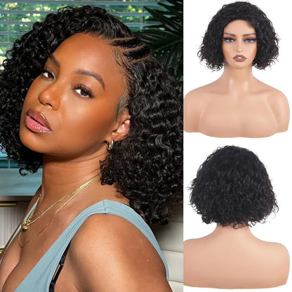 16inch Short Bob Wigs 13x6 Bob Curly Wig Human Hair 100% Human Hair Pre Plucked Water Curly for Women Natural Hairline