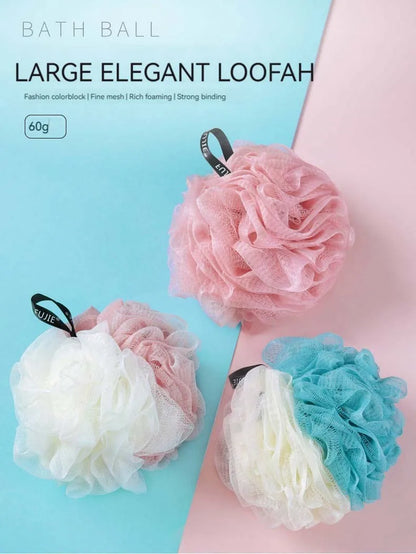 3 PCS Large Bath Balls Color Blocking PE Bath Flower Soft Scrubbing Bubble Net Two Color Bath Flower