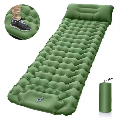 Outdoor Sleeping Pad Camping Inflatable Mattress with Pillows Travel Mat Folding Bed Ultralight Air Cushion Hiking Trekking