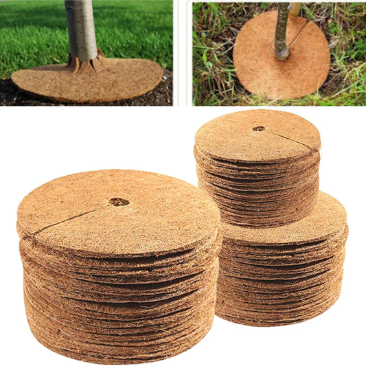 5pcs Coconut Shell Fiber Plant Anti-weed Mat Potted Soil Moisturizing Covering Film Tree Trunk Protector 25/30/35/40/45cm Size