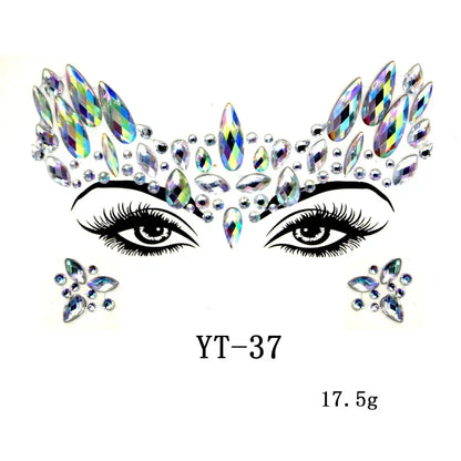 Sexy Face Tattoo Stickers Glitter Fake Tattoos Rhinestones for Woman Temporary Tattoos Party DIY Kids Holiday Face Jewels Tattoo