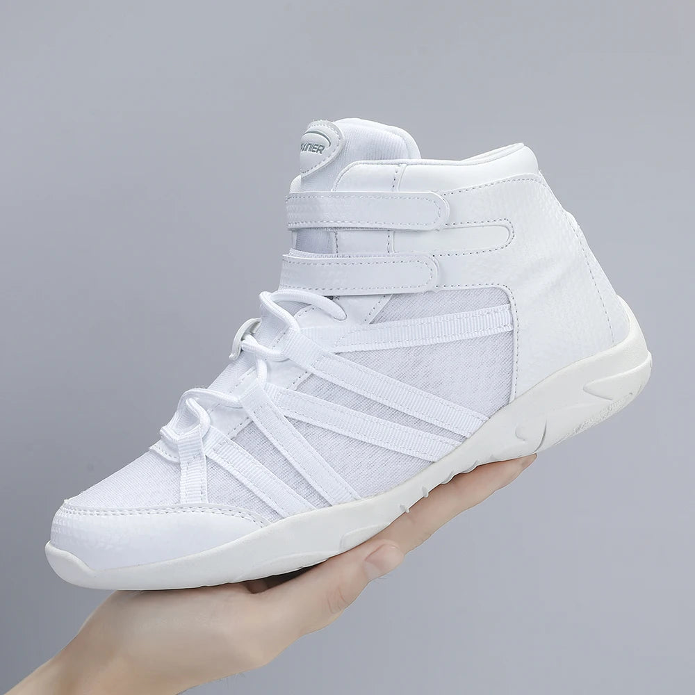 BAXINIER Girls White High Top Cheerleading Shoes Lightweight Youth Cheer Competition Sneakers kids Training Dance Tennis Shoes