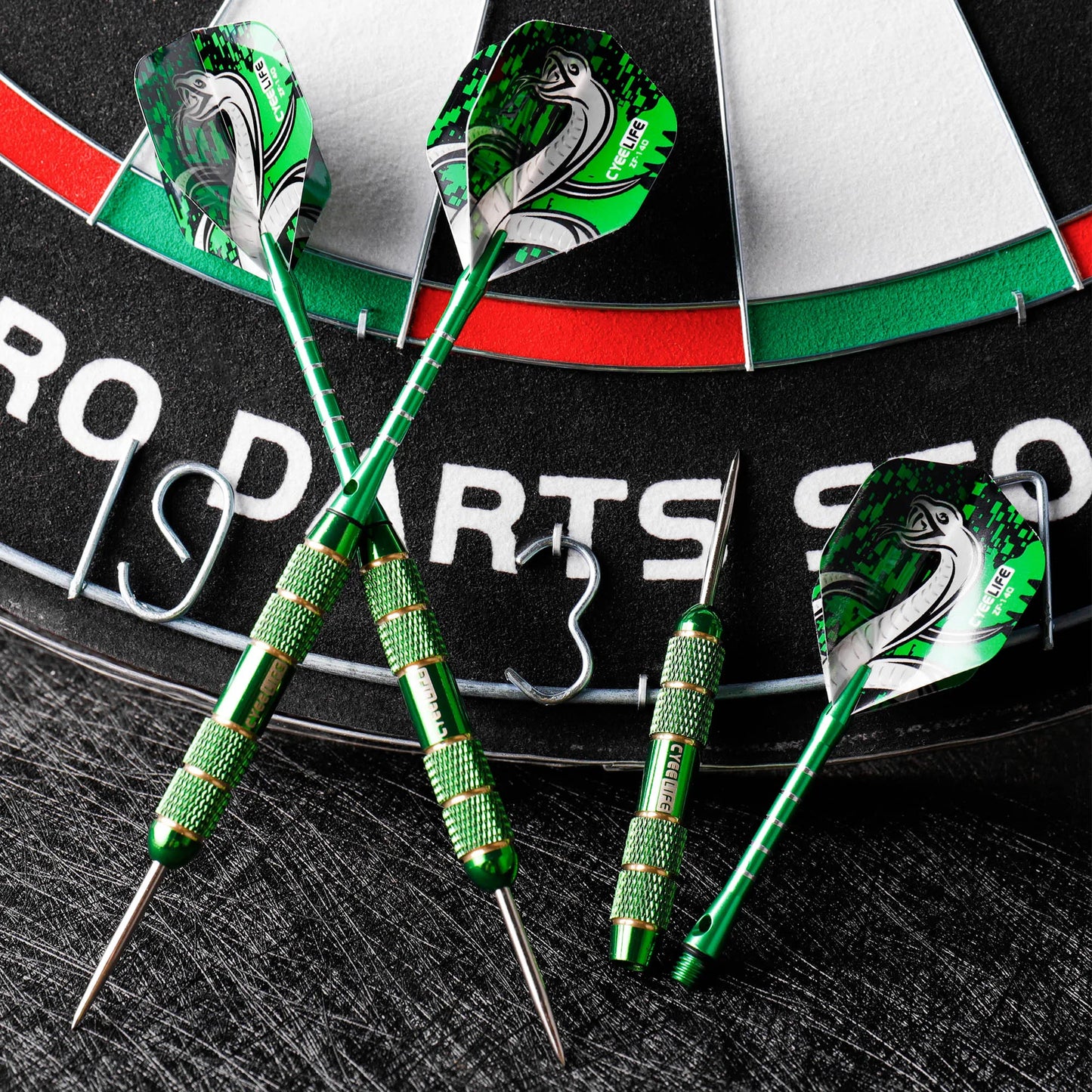 CyeeLife 24g Professional Dart Set 3PCS Steel Tip Darts Flights Anti-Fall Hard Dart Pure copper Dart Flying For Dartboard green