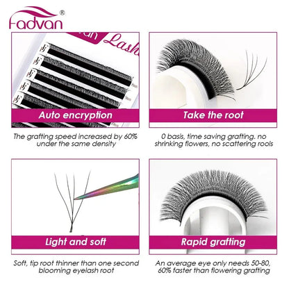 FADVAN 4D W Shape Eyelash Extension Premade Volume Fans Soft Style Mink Easy to Embellish Natural False Eyelashes