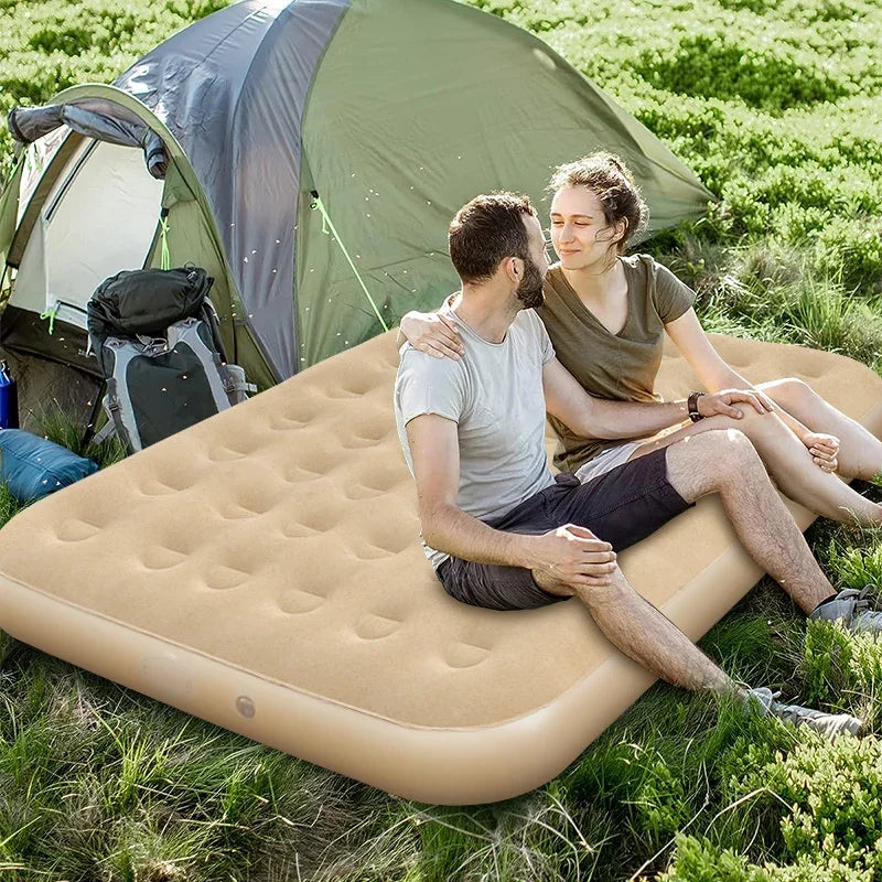 Interior air mattress glamping mats PVC inflatable sleeping mattress luxury 2 person camping bed mat built-in pump thicken mat