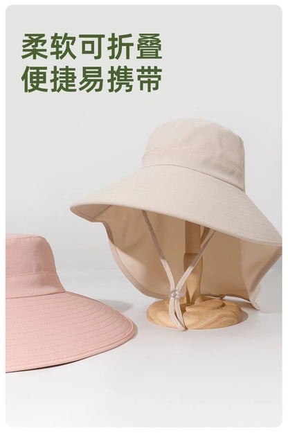 Outdoor Sun Bucket Hat for Women Girls Fishing Hat Wide Brim Bucket Hat with Neck Cover 50+ UPF Protection Safari Cap