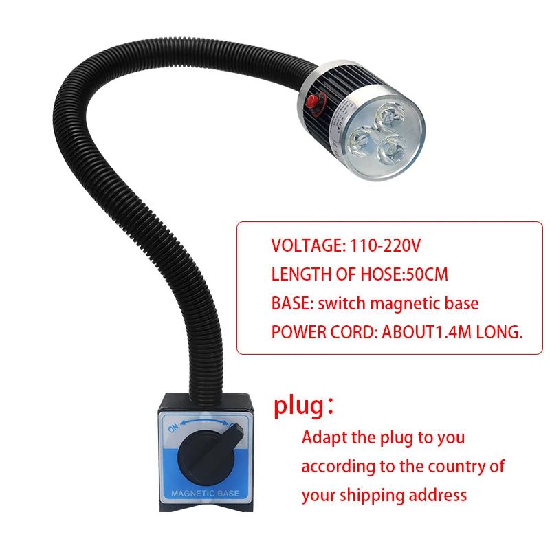 Led Machine Tool Light 3W 6W 9W Long Arm Hose Workshop Working Lights Magnetic / Screw Base Super Bright Industrial Lamp