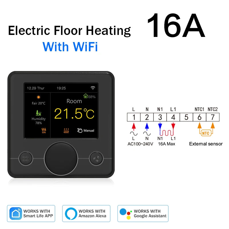 Tuya Wifi Thermostat Smart Thermostat Gas Boiler Water Floor Heating Termostato Digital Temperature Controller Smart Life Alexa