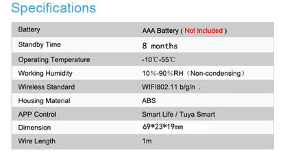 Tuya WiFi Water Sensor Leakage Alarm Flood Leak Detector Smart Home APP Remote Control Smart Home Security Protection