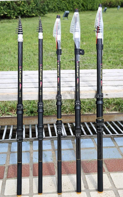 2.7M 3.6M 4.5M 5.4M 6.3M 7.2M Carbon Telescopic Rock Fishing Rod Ultra Light Rod Lure Carp Travel Ocean Spinning Fishing Rod