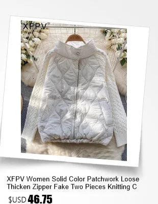 XFPV Women Velvet Feather Lace-up Korean Version Double Breasted Blazer Lapel Long Sleeve Warm Coat Autumn Winter 2025 SM9917