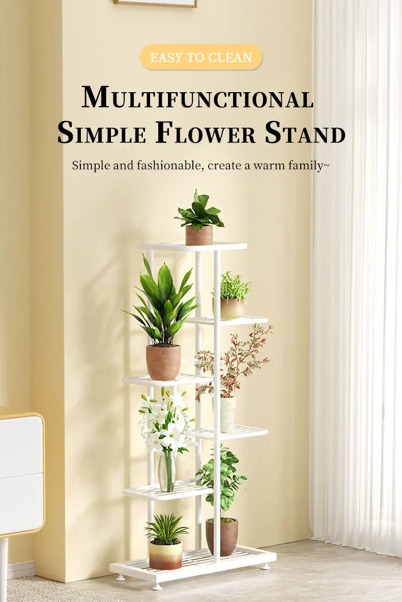 Cordlal Shining Stand For Flowers Iron 6/7/8Layers Plant Holder Storage Shelf Pot Rack Organizer Home Garden Decoration