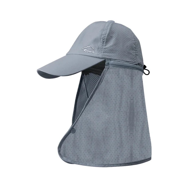 Men Summer Fishing Sun Protection Baseball Cap Quick Drying Waterproof Detachable Sun Cap Shawl Women Outdoor Bicycle Visor Nasi