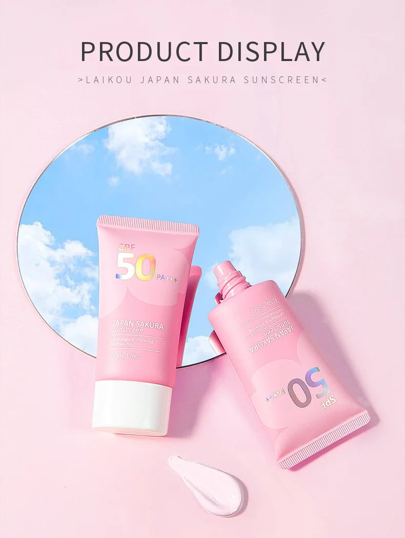 Laikou Sakura Moisturizer Sunscreen Cream Protector Facial Sun Block Spf50 Gel Isolation Lotion Face Suncream