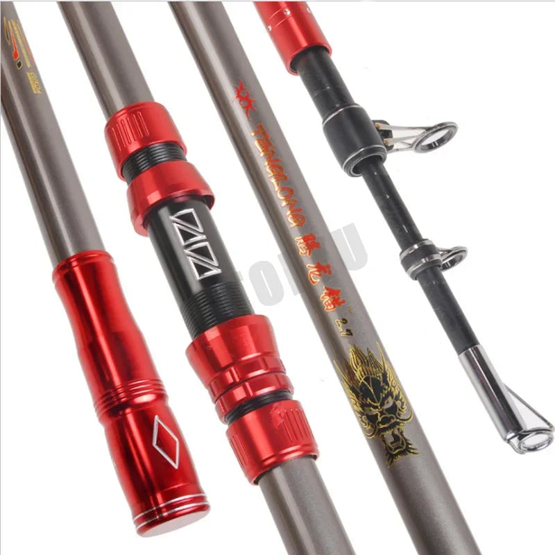 2.7-4.5M Carbon Fishing Rod 100kg above Superhard Long Distance Throwing shot Rod Telescopic Sea Boat High Quality Fishing Rods