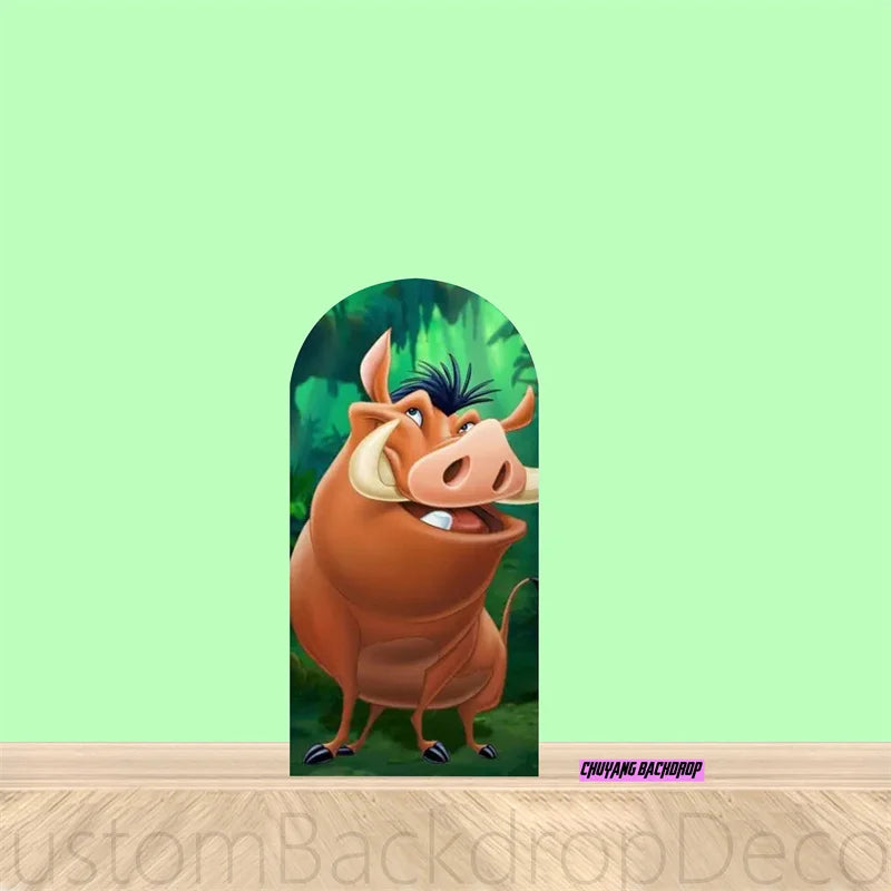 Disney Lion King Simba Round Arch Cover Wall Backdrop Chiara Background Wild One Safari Jungle Boys Birthday Party Elastic Cover