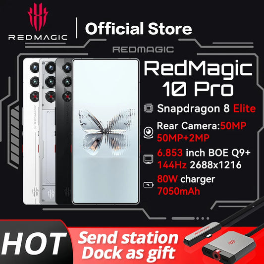 World Premiere Global Version RedMagic 10 Pro 5G Gaming Phone 6.853" Snapdragon 8 Elite 7050mAh 80W Charge 50MP NFC