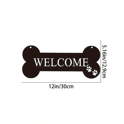 Crafts 1pc,Welcome Bone Dog Metal Sign - Cute Kawaii Wall Decor for Home, Garden, Office, and Yard - Unique Sculpture and Statue