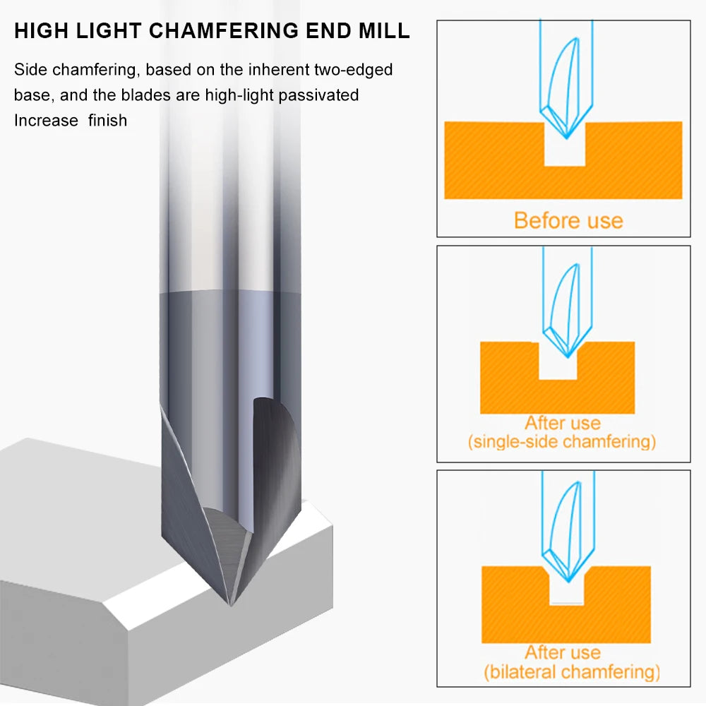 3 Flute Chamfer Milling Cutter 60/90/120 Degrees CNC Router Bit 2-12mm Carbide Chamfering End Mill CNC Engraving Milling Tool