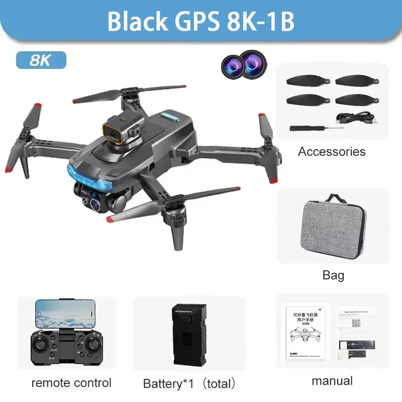 P15 RC GPS Drone Brushless Motor 8K HD Camera Optical Flow Localization Obstacle Avoidance Dron Foldable Quadcopter Boy Toy Gift