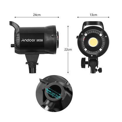 Andoer LM135Bi LED Fill Light 135W Studio Video Light 3000K-5600K Bowens Mount for Product Portrait Wedding Live Streaming