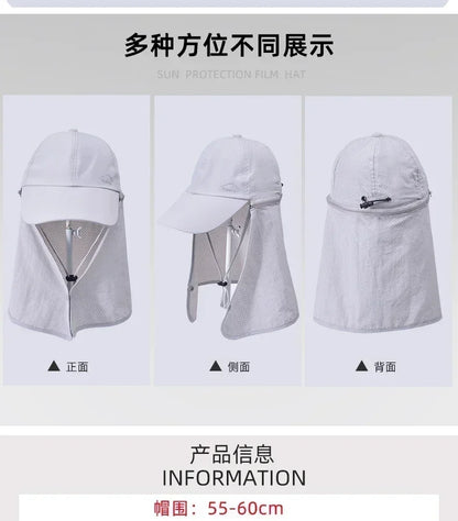 Men Summer Fishing Sun Protection Baseball Cap Quick Drying Waterproof Detachable Sun Cap Shawl Women Outdoor Bicycle Visor Nasi