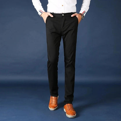 6 Colors Fashion Mens Slim Fit Casual Pants Korea Style Business Work Trousers All-match Mens Midwaist Straight Casual Pants