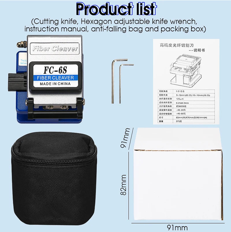Ftth Tool Fiber Cleaver FC-6S Optical Fiber Cutting Knife Fiber Optic Cutter Cold Contection Dedicated Metal
