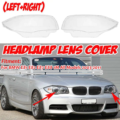 Car Front Headlight Lens Cover For BMW 1 Series E81 E82 E87 E88 2003-2011 Clear Headlamp Shell Transparent Lampshade