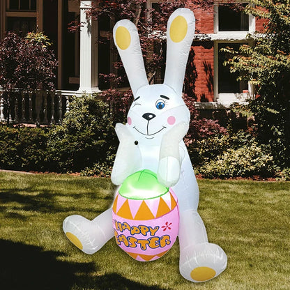 2024 Happy Easter Celebration Decoration LED Light Giant Easter Egg Bunny Rabbit Inflatable Toy for Outdoor Home Garden Ornament