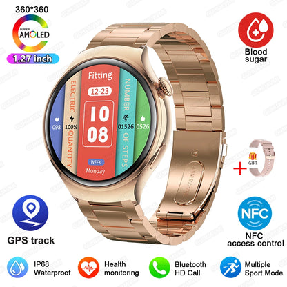 2024 New  For Huawei IOS GPS Track Smart Watch Women HD Screen Heart rate NFC Bluetooth Call Waterproof Blood Sugar Smartwatches