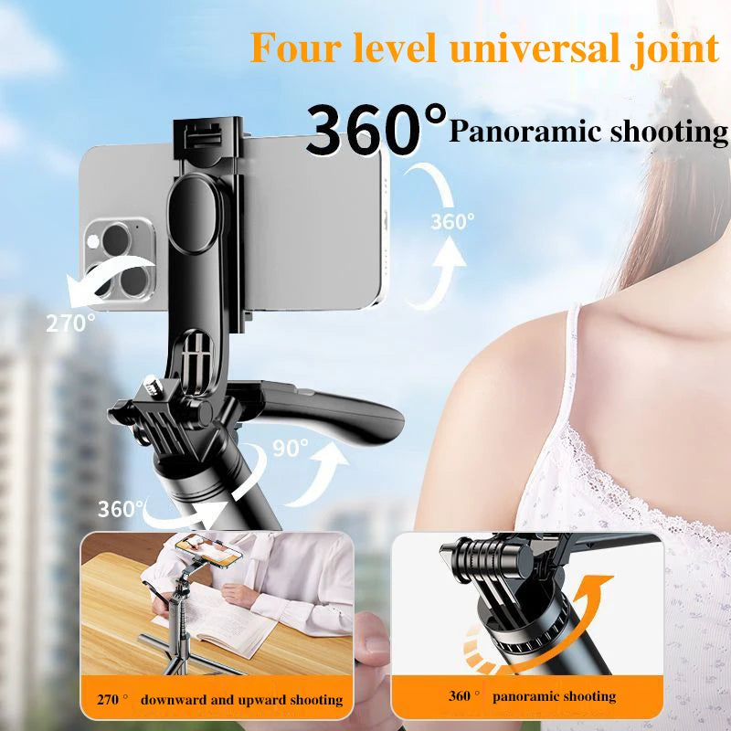 Selfie Stick Travel Portable Mobile Phone Selfie Stick Artifact 360 Degree Universal Axis Rotating Landing Tripod ﻿