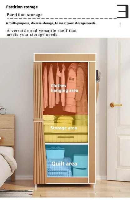 Simple Wardrobe High-capacity Household Bedroom Wardrobe Save Space Multi Functional Storage Clothing Dustproof Storage Cabinet